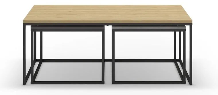 Szürke-natúr színű dohányzóasztal szett 3 db-os 60x110 cm Camelia – Marckeric