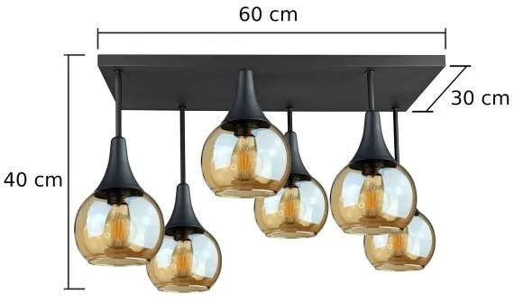 Felületre szerelhető csillár  SOMA 6xE27/60W/230V fekete/füstös bézs