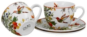 Porcelán csésze + alj 270 ml 2 személyes dobozban madaras Linnea