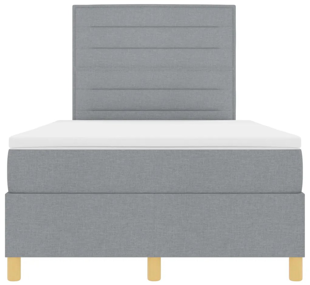 Box Spring Ágy matraccal és LED világosszürke 120x190 cm Szövet