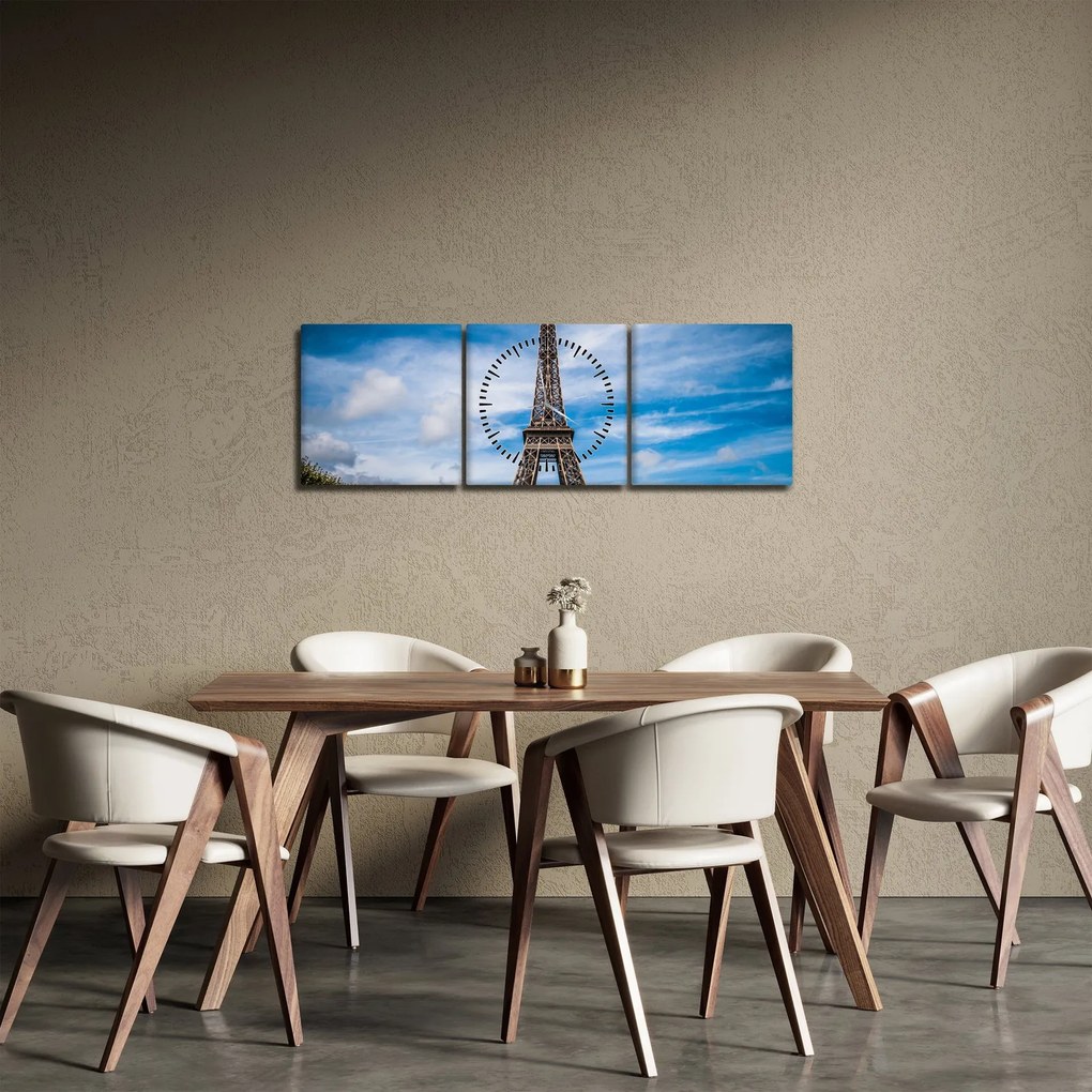 Kép - Eiffel torony (órával) (90x30 cm)