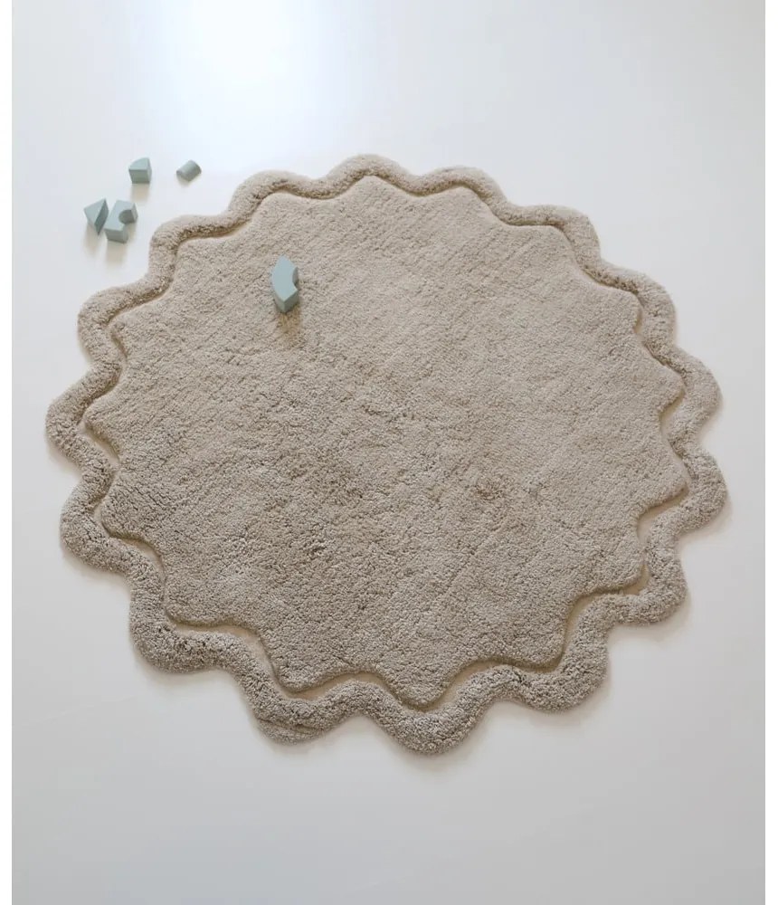 Bézs mosható kézi szövésű pamut kerek szőnyeg ø 110 cm Sweet April Lin – Nattiot