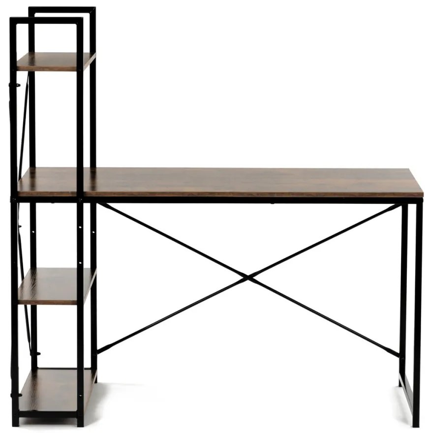 Birou cu raft, MDF, decor lemn vechi, metal negru
