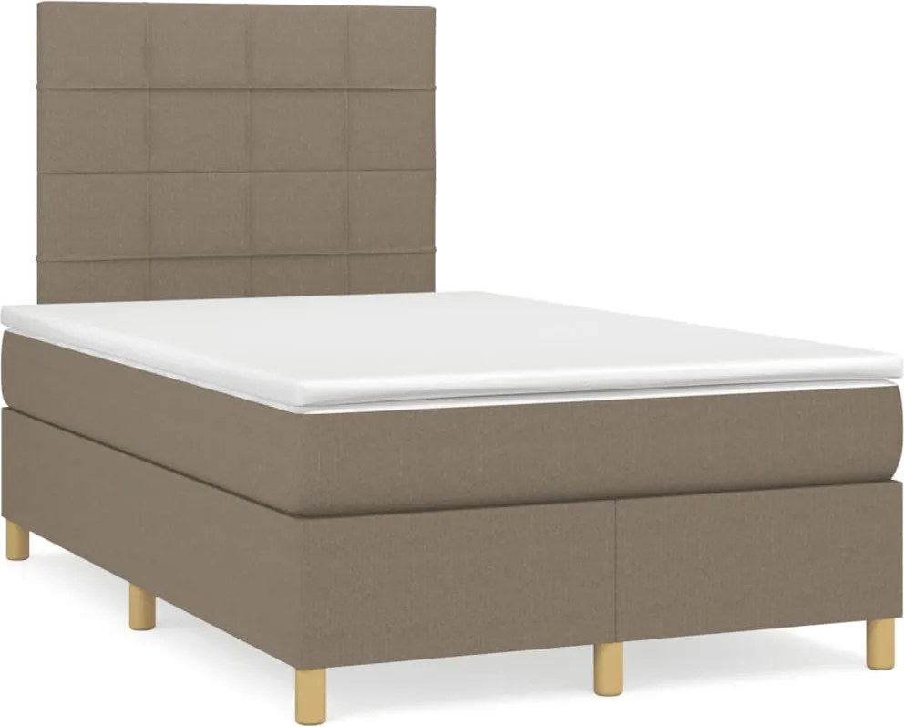 vidaXL tópszínű szövet rugós ágy matraccal 120 x 200 cm