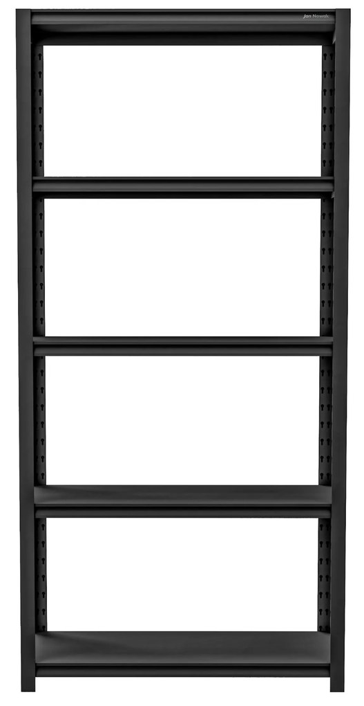Fekete, nyitott fém garázs polcrendszer, 900x1830x450 mm: SAM All Black