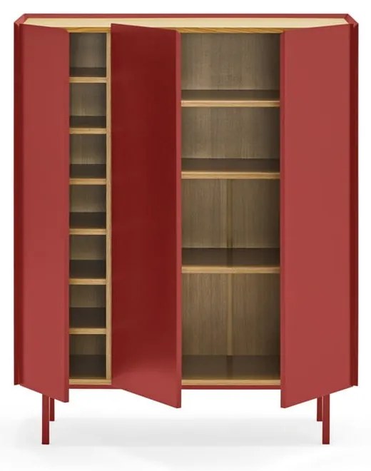 Piros magas komód tölgyfa dekorral 95x120 cm Arista – Teulat