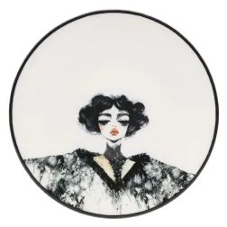 Elegáns 4 részes fekete-fehér porcelán étkészlet