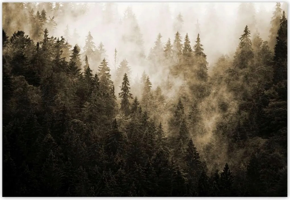 Fotótapéták 152x104 Tájkép Szépia Hegyek Köd