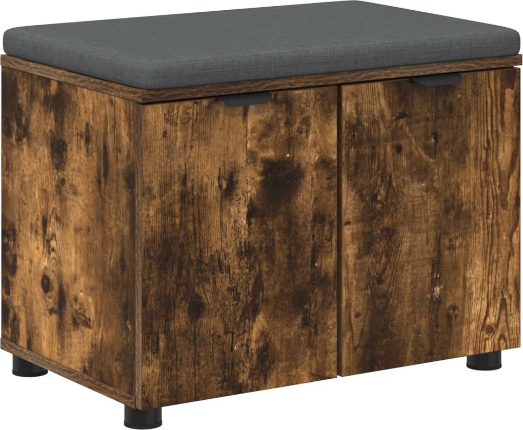 vidaXL Előtér pad Füstölt Tölgy 60 x 38 x 46 cm Műanyag Fa és Szövet