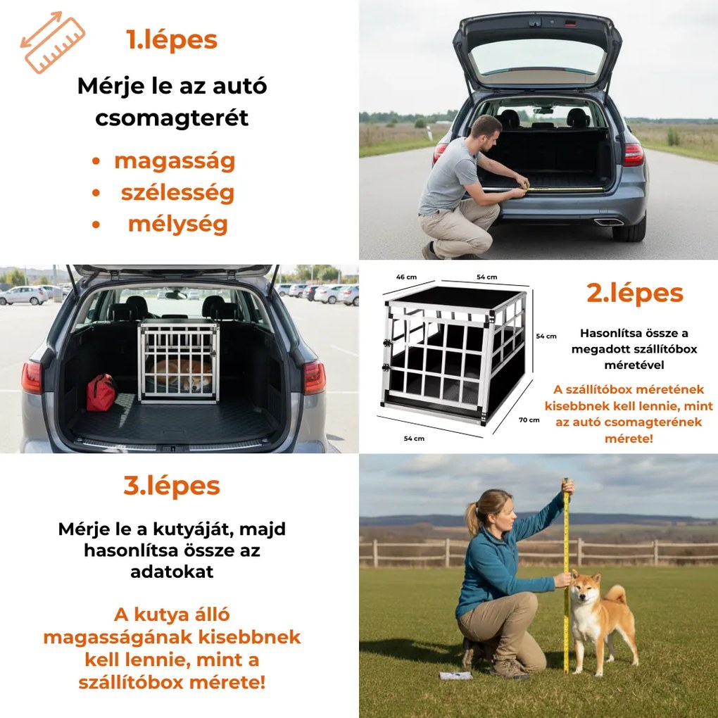 BRUNO kutyaszállító box, 70x54x51cm, ezüst/fekete Cadoca
