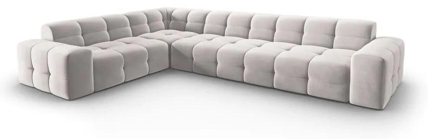 Világosszürke bársony sarokkanapé (bal oldali) Kendal – Micadoni Home