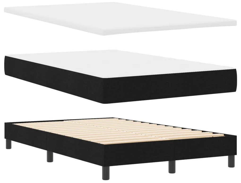 Box Spring Ágy Matraccal és LED Fekete 120x190 cm Szövet