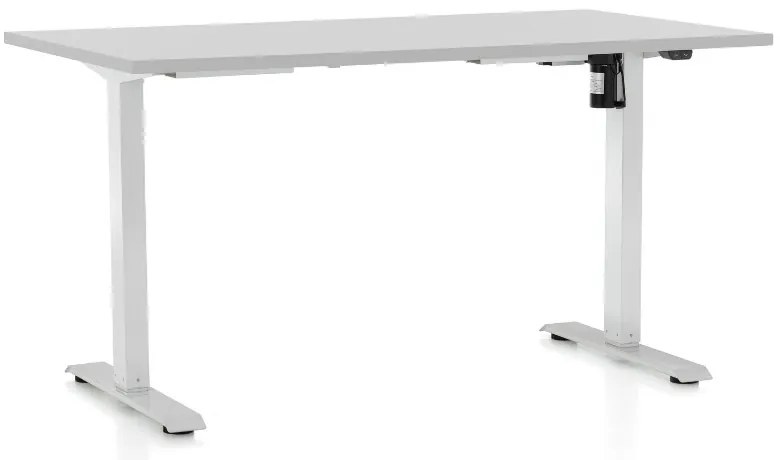 Állítható magasságú asztal OfficeTech A, 120 x 80 cm, fehér alap, világos szürke