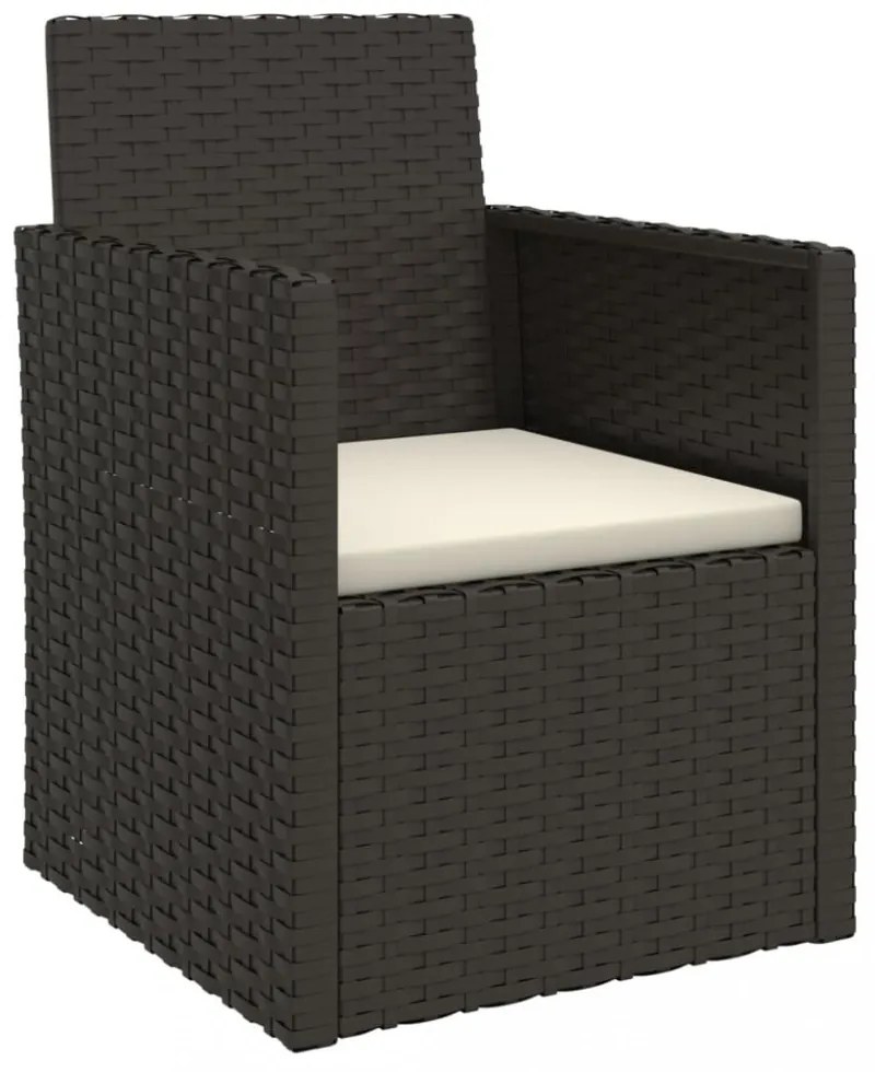 4 részes fekete polyrattan kültéri ülőgarnitúra párnákkal