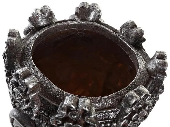 Antikolt sötét szürke Buddha fej kaspó 20,5x20x30 cm