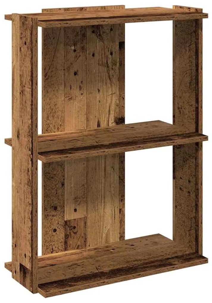 3 szintes antik fa szerelt fa könyvespolc 60x30x80 cm
