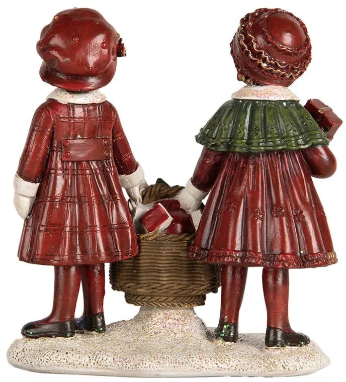 Gyerekek teli kosárral vintage karácsonyi figura