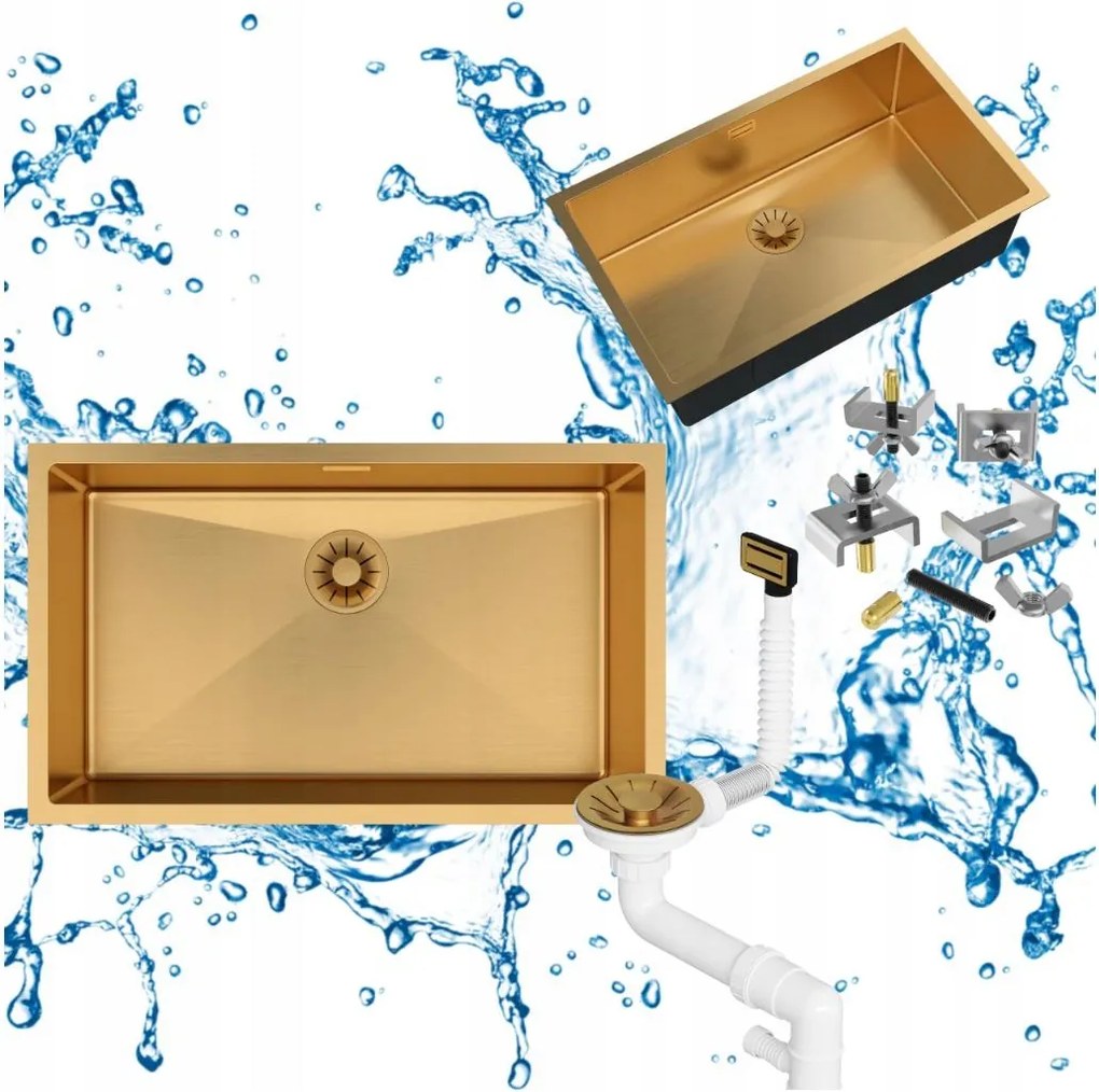 Acél Mosogató Asztal Alatti Egykamrás Arany SILVO75 Lux szifon