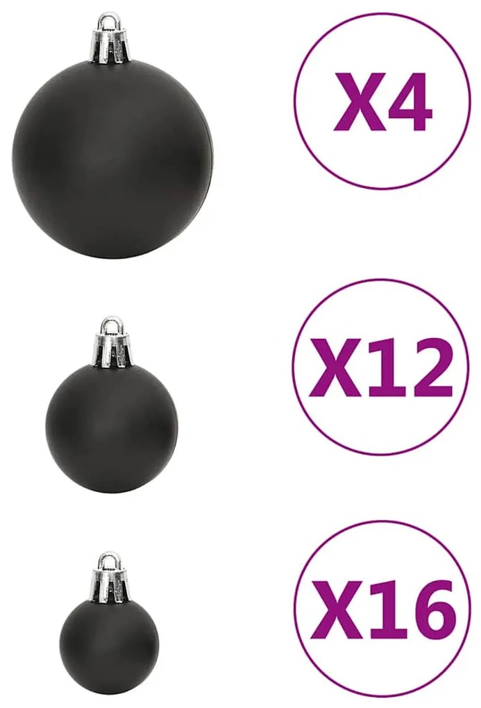 111 részes fekete polisztirol karácsonyi gömb szett