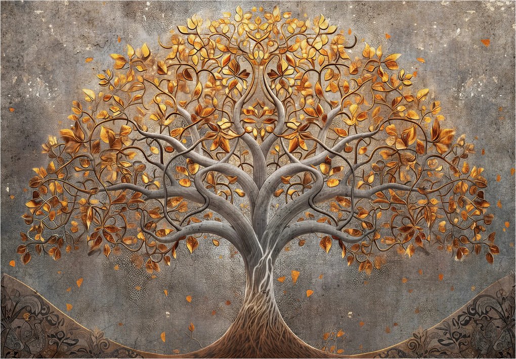 Fotótapéta Arany fa vinil levelek természet elegancia 416x290 +ragasztó