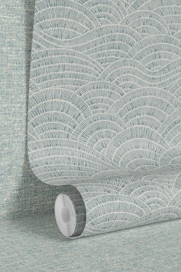 Esselle Home Elemental Dalty drapp-kék hullámos texturált vlies tapéta – 100626EH