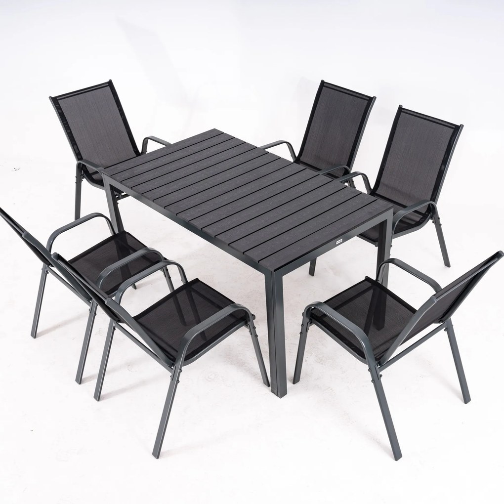 Furnigo Hamburg kerti bútor szett 1+6 - fekete