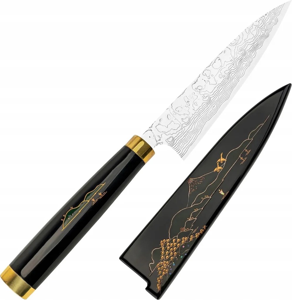 Takeshi Saji Art Fuji Unique Kovácsoltvas R-2 Japán Univerzális kés 13cm és Saya
