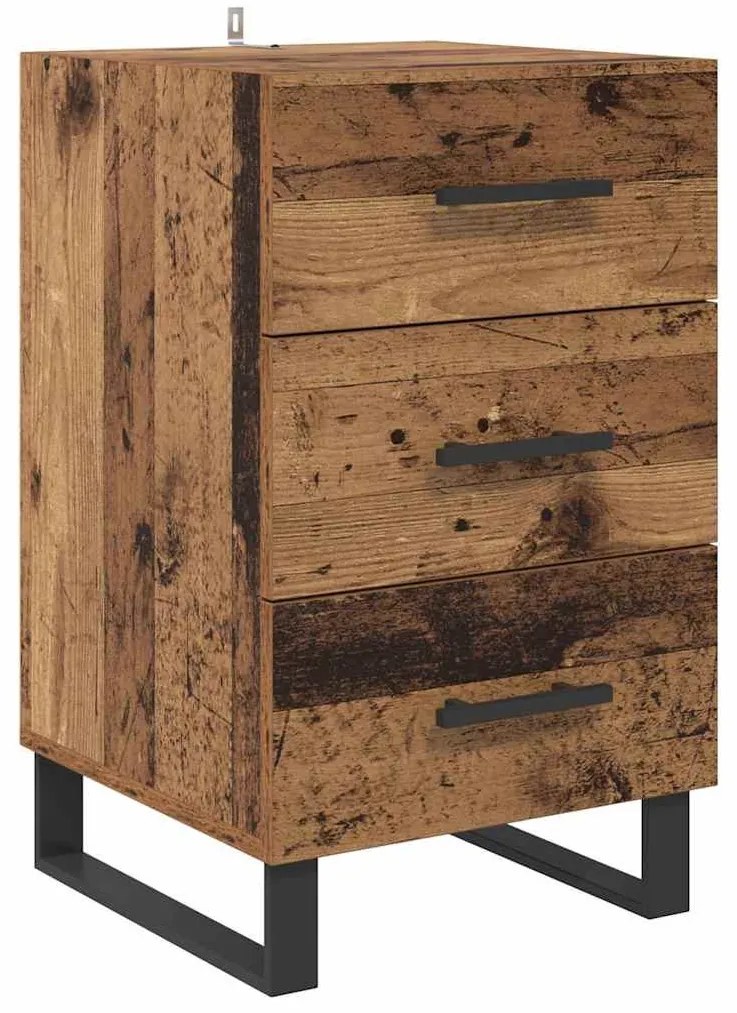 vidaXL Éjjeliszekrény fiókkal Öreg fa 40 x 40 x 66 cm Faanyag