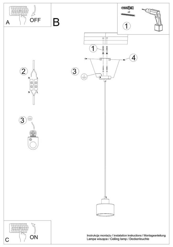 Fekete függőlámpa ø 12 cm Alastro – Nice Lamps