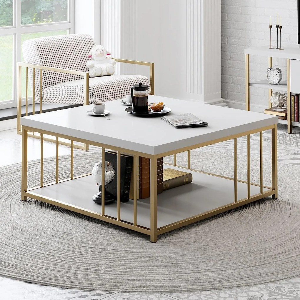 Dohányzóasztal zenn - white, gold