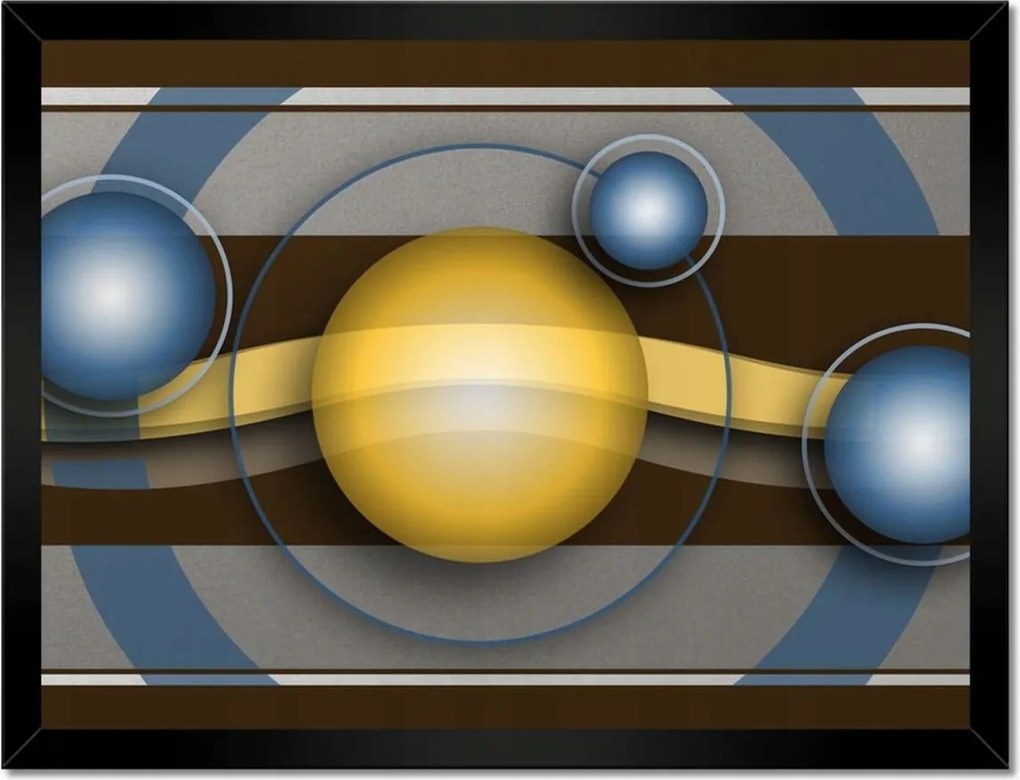 Poszterek keretben 40x30 Divatos kék és sárga gömbök Absztrakt