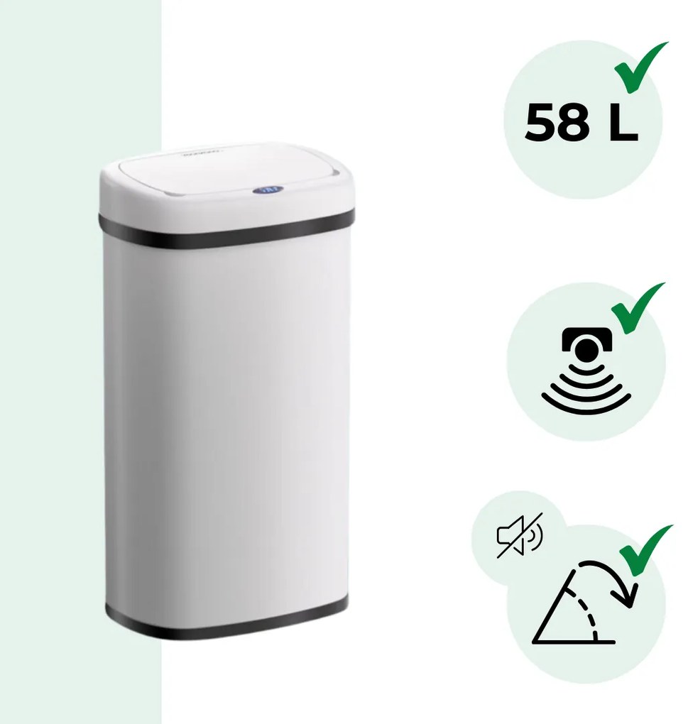 DEUS érzékelős szemetes, 58 liter, fehér Jurhan