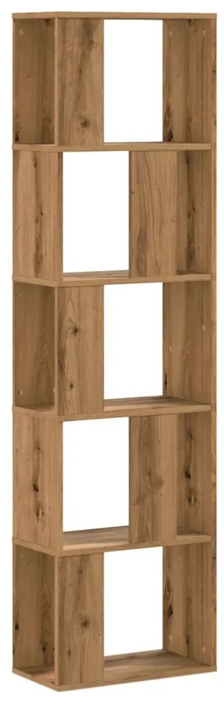 5 szintes kézműves tölgy színű fa könyvespolc 45x23,5x162,5 cm