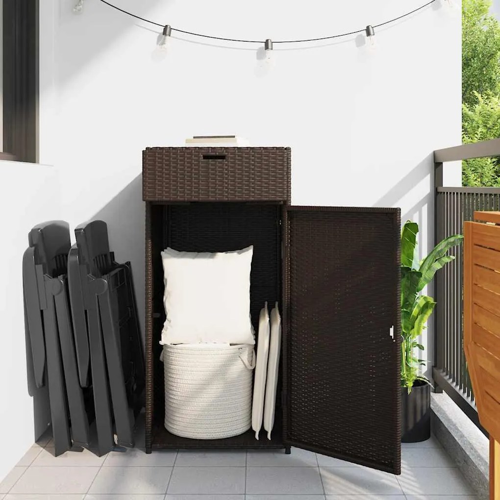 vidaXL barna polyrattan kerti tárolószekrény 55 x 55 x 111 cm