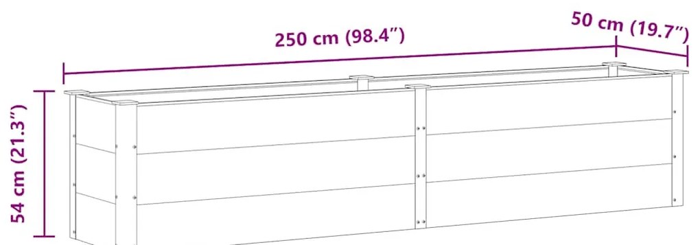 szürke WPC kerti magaságyás 250 x 50 x 54 cm