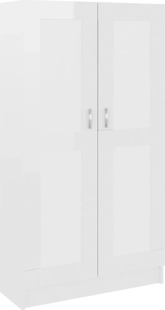vidaXL magasfényű fehér szerelt fa könyvszekrény 82,5 x 30,5 x 150 cm