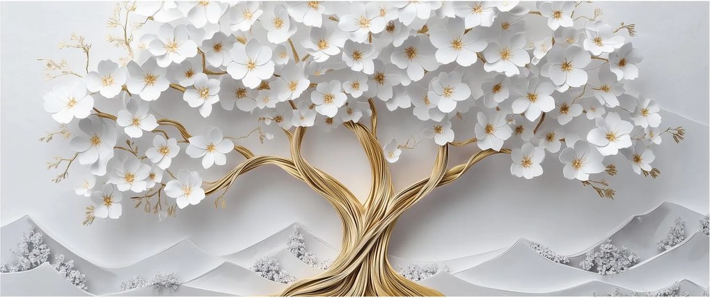 Kép – 3D elegáns életfa virágokkal (120x50 cm)