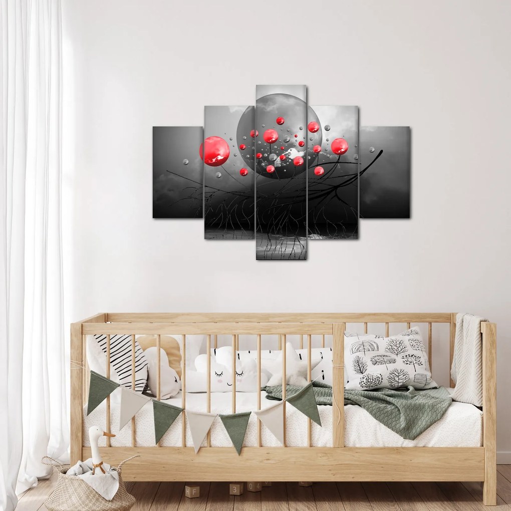 Piros absztrakt gömbök képe (150x105 cm)