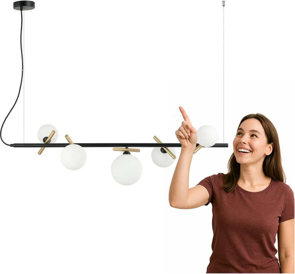 Függő lámpa Reverso PND-5622-5-BK-W Italux