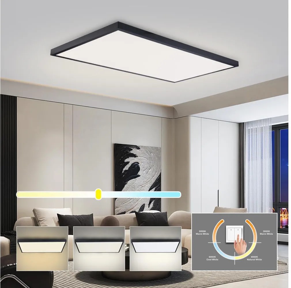 Brilagi -LED Fürdőszobai mennyezeti lámpatest FRAME LED/96W/230V 120x60 cm IP44 fekete