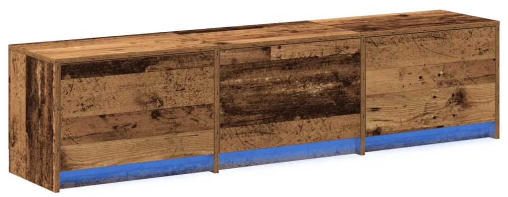 TV Szekrény LED Régi Fa 162.5x34x40 cm Műszaki Fa