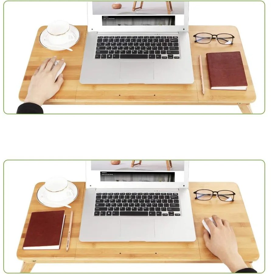 Bambusz laptop asztal, összecsukható reggeliző tálca