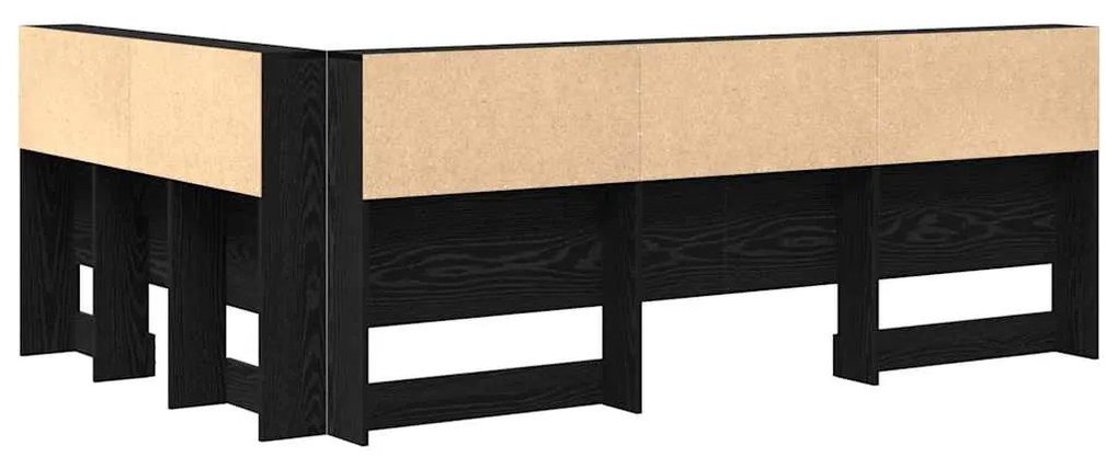 Tároló fejtámla polcokkal tárolóval Musta tammi 120 cm Faanyag