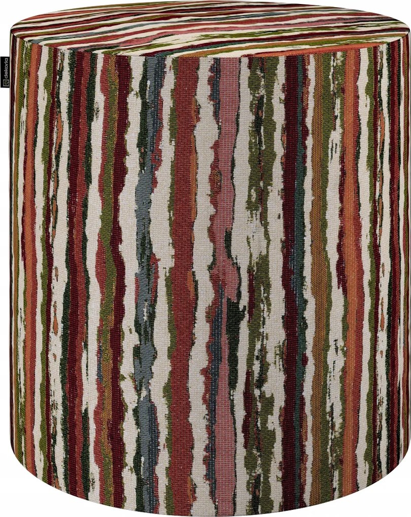 Barrel puff ø40, 40 cm magas, krémszínű alapon piros-zöld csíkos