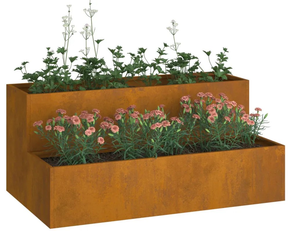 vidaXL Kerti cserép Rozsdás 100 x 60 x 45 cm Időjárásálló acél