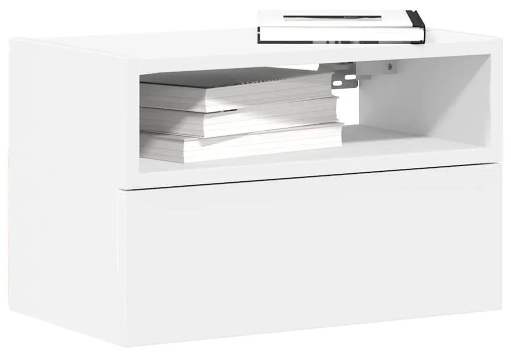 fehér falra szerelhető éjjeliszekrény 45 x 26 x 28,5 cm