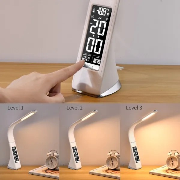 Brilagi - LED Dimmelhető asztali lámpa kijelzővel PELLE LED/7W/230V fehér