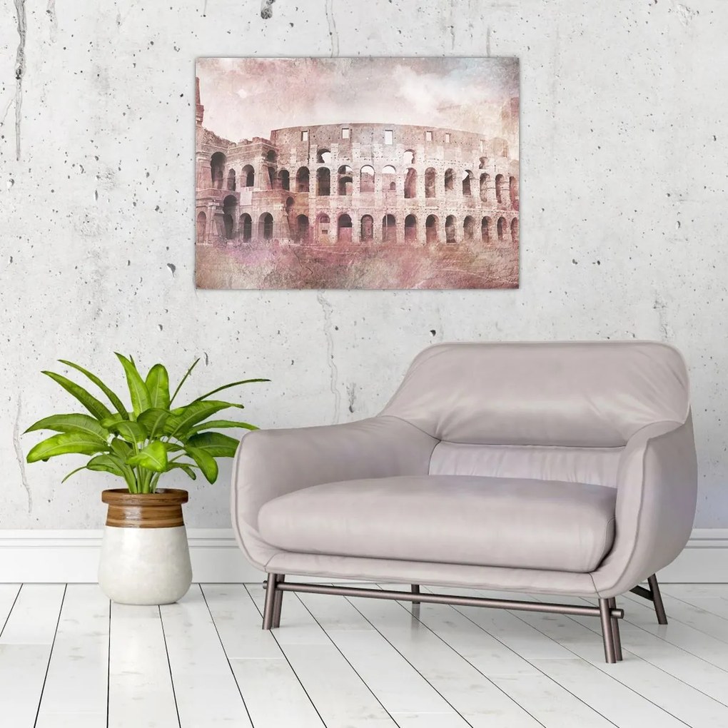 Üveg kép - Vintage Üveg képeslap a városról N⁰2 (70x50 cm)