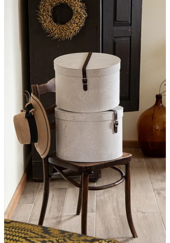 Krémszínű fedeles karton tárolódoboz szett 2 db-os ø 37,5x25,5 cm Rut Paper Laminate – Bigso