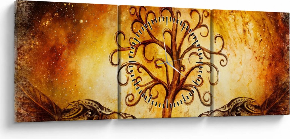 Természetes absztrakt kép fáról (órával) (90x30 cm)